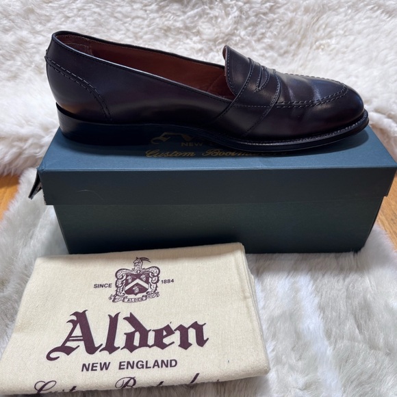 Alden Men’s Dark Brown Leather Full Strap Slip-On Loafers Size 10.5C - Picture 3 of 11